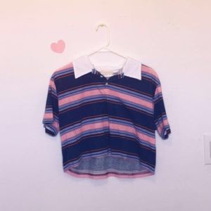 ⭐️ Collared Striped Crop Top - Vintage Style ⭐️